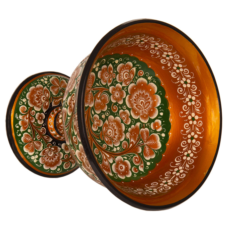 Фото - Хохломская ваза на ножке "Золотое поле" 17 см