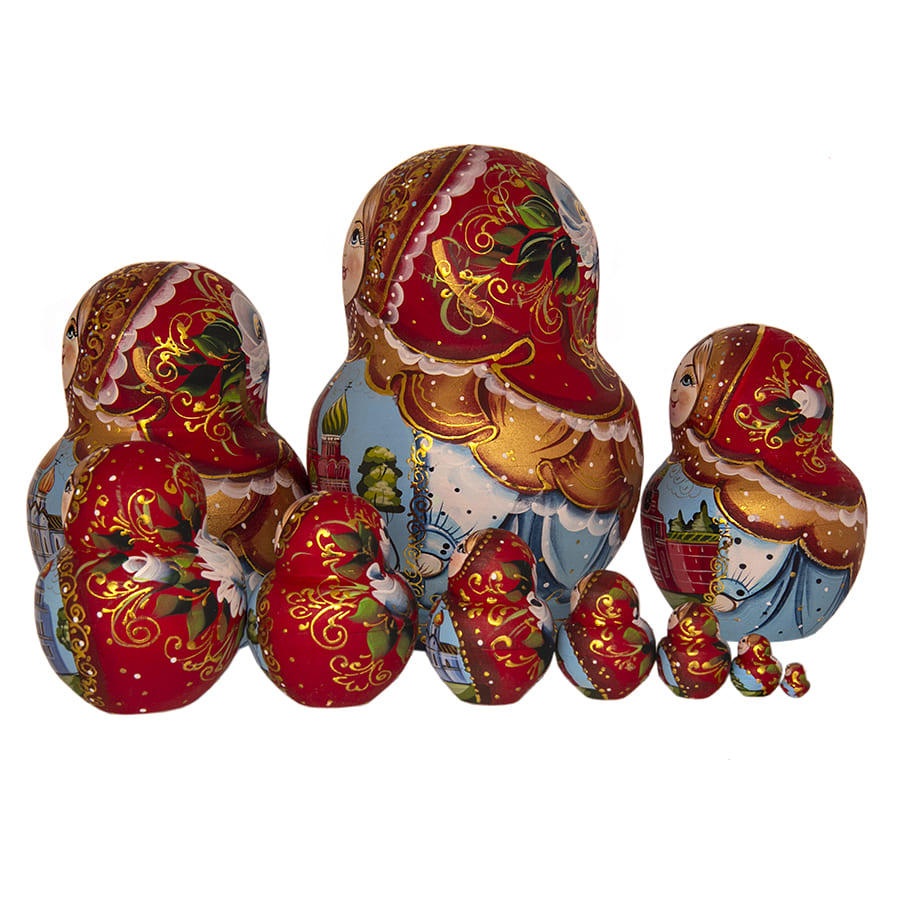 Фото - Матрешка сюжетная деревянная 10 мест "Московский колорит" 19 см