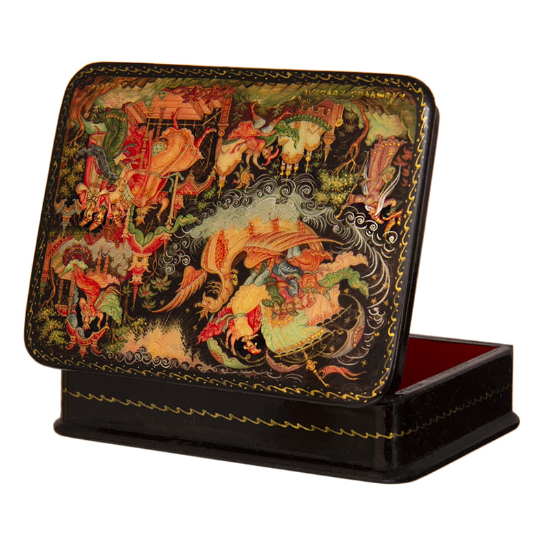 Фото - Шкатулка лаковая миниатюра "Русские сказки" 11 х 7,5 см