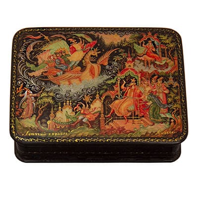 Фото - Шкатулка лаковая миниатюра "Русские сказки" 11 х 7,5 см