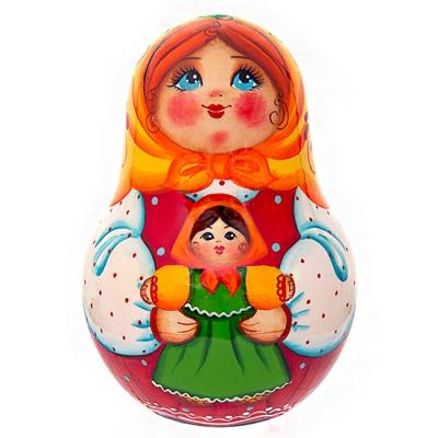 Фото - Матрёшка неваляшка музыкальная Девочка с куклой 7 см