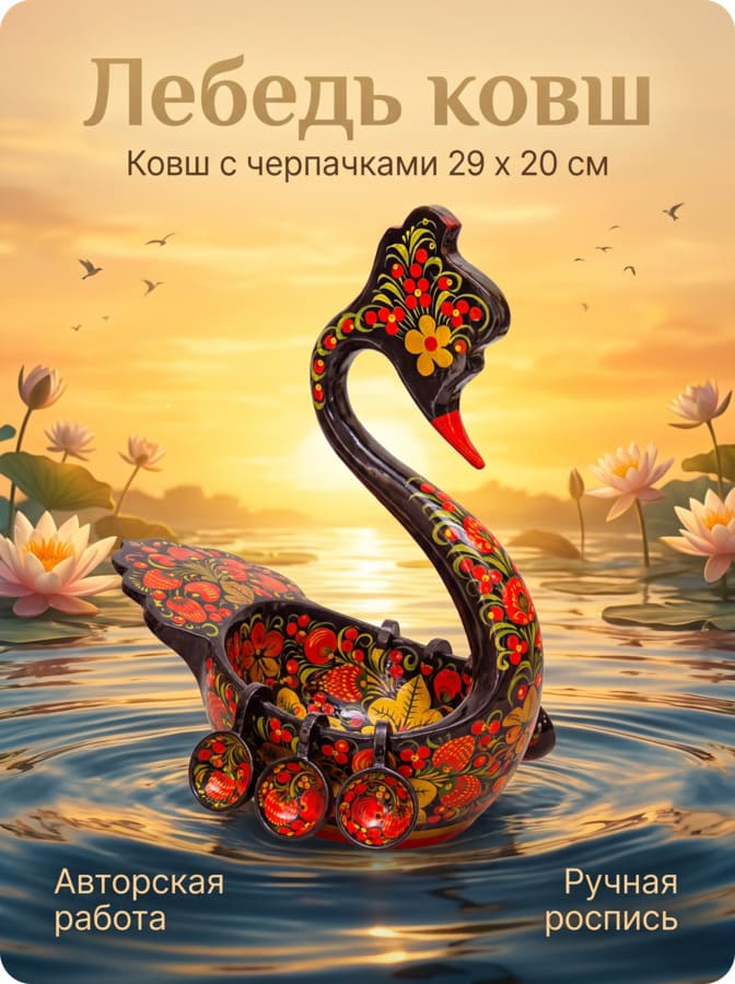 Фото - Подарочная ладья Лебедушка с черпачками 23 х 32 см 