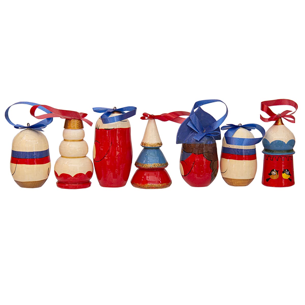 Фото - Деревянные елочные игрушки Россия 7 штук 4,5 см Фото - Деревянные елочные игрушки Россия 7 штук 4,5 см