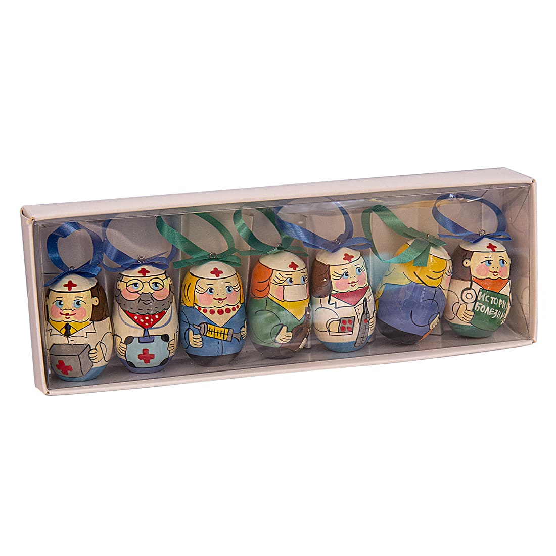 Фото - Набор деревянных елочных игрушек Врачи 4 см 7 штук Фото - Набор деревянных елочных игрушек Врачи 4 см 7 штук