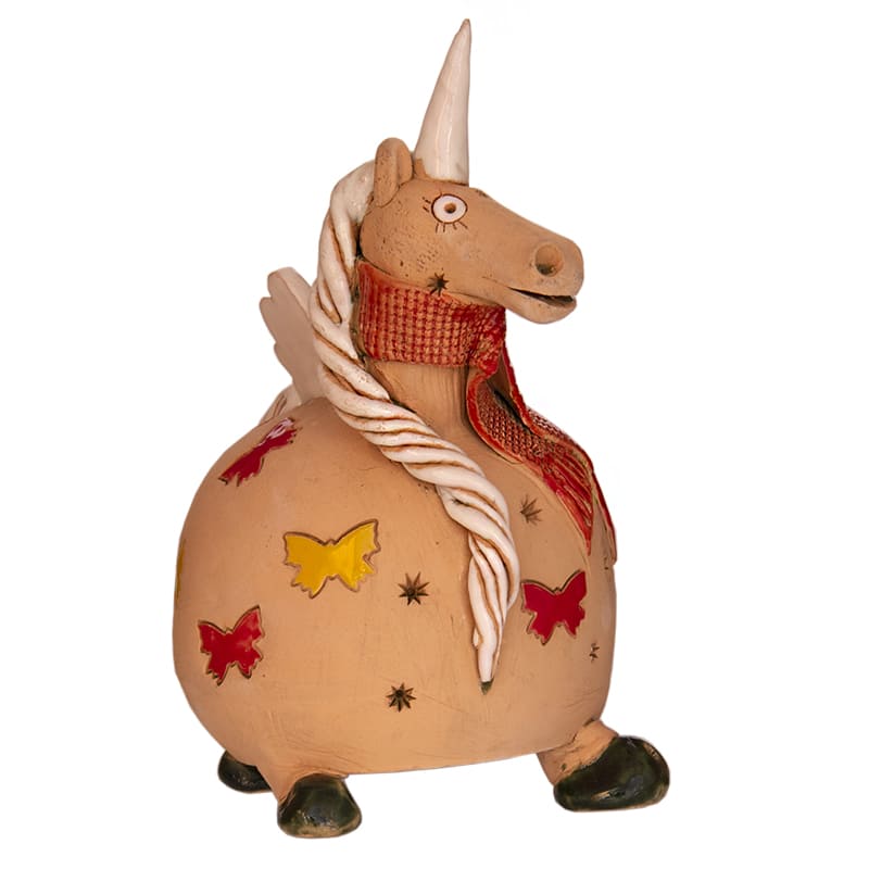 Фото - Керамическая статуэтка подсвечник Единорог в шарфике 21 х 14 см