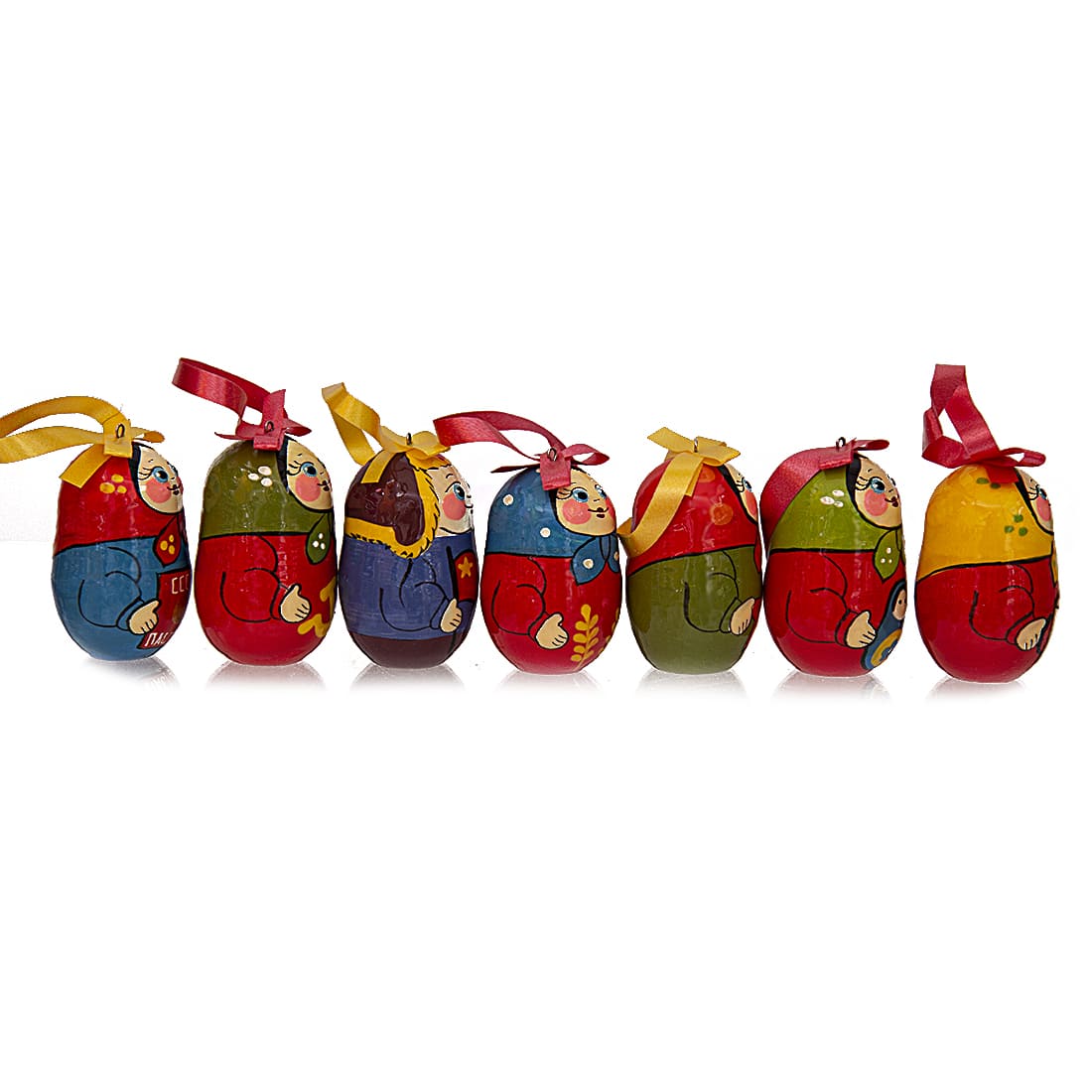 Фото - Набор деревянных елочных игрушек СССР 7 игрушек 4,5 см Фото - Набор деревянных елочных игрушек СССР 7 игрушек 4,5 см