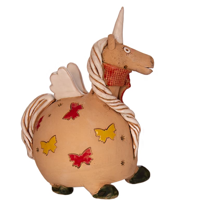 Фото - Керамическая статуэтка подсвечник Единорог в шарфике 21 х 14 см