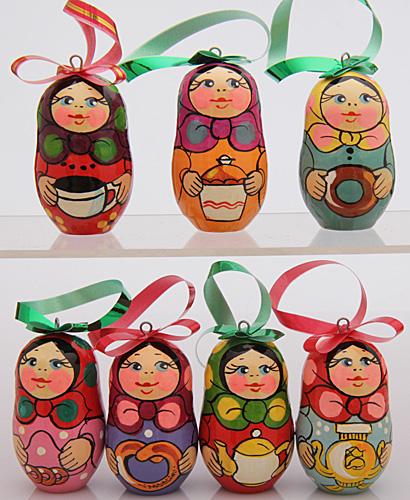 Фото - Елочные украшения Матрешки-веселушки 7 штук 4,5 см Фото - Елочные украшения Матрешки-веселушки 7 штук 4,5 см