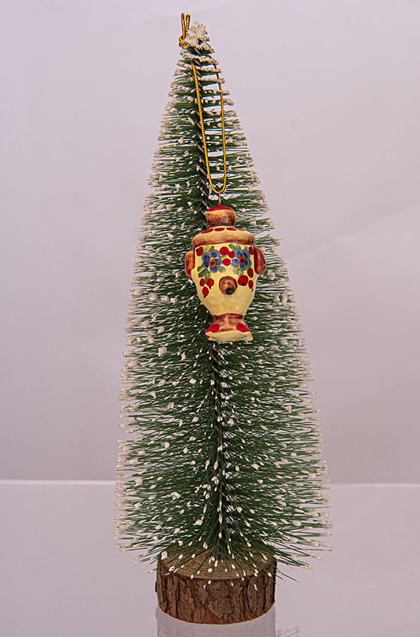 Фото - Елочная игрушка майолика Русский самовар 4,5 х 3 см Фото - Елочная игрушка майолика Русский самовар 4,5 х 3 см