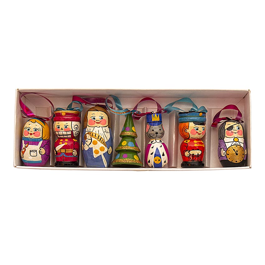 Фото - Набор елочных игрушек из дерева Щелкунчик 7 штук Фото - Набор елочных игрушек из дерева Щелкунчик 7 штук