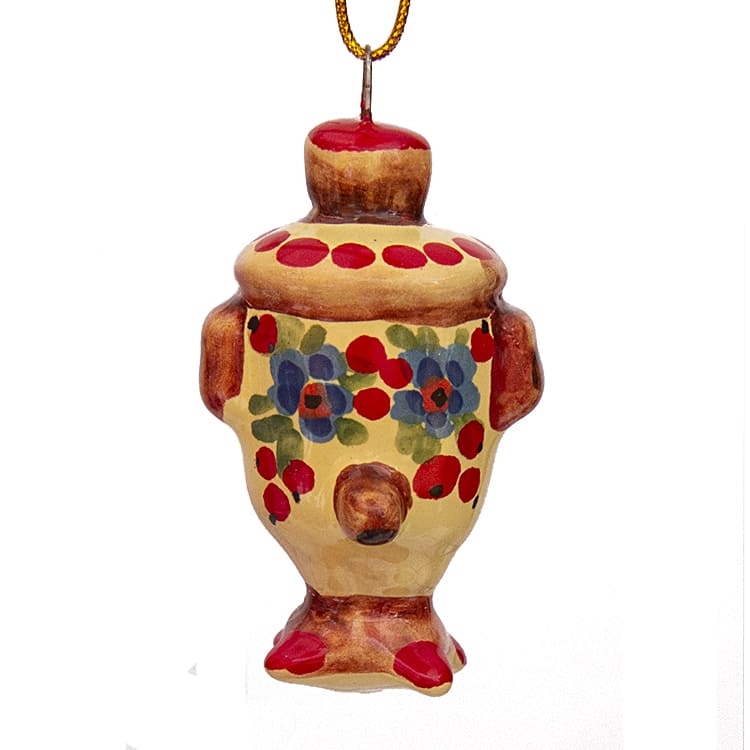 Фото - Елочная игрушка майолика Русский самовар 4,5 х 3 см Фото - Елочная игрушка майолика Русский самовар 4,5 х 3 см