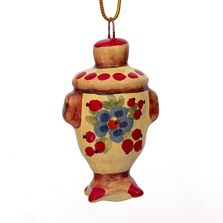 Фото - Елочная игрушка майолика Русский самовар 4,5 х 3 см Фото - Елочная игрушка майолика Русский самовар 4,5 х 3 см