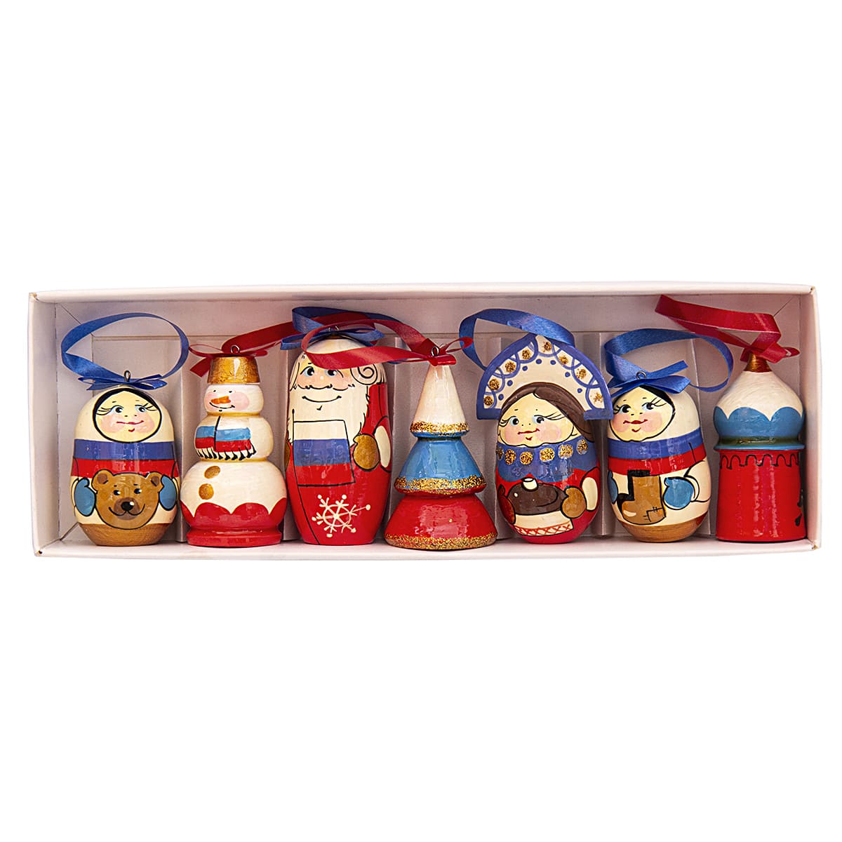 Фото - Деревянные елочные игрушки Россия 7 штук 4,5 см Фото - Деревянные елочные игрушки Россия 7 штук 4,5 см